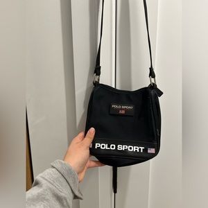 Vintage Polo Sport Americana Lightweight nylon crossbody messenger bag men hip